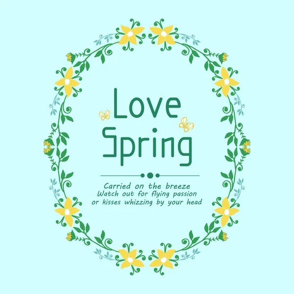 Elegant Decoration of leaf and flower frame, for Love spring greeting card template design. Vector — Stock Vector