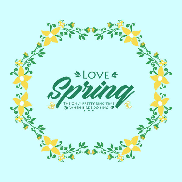 Decorative frame with seamless leaves and flower, for love spring invitation card design. Vector