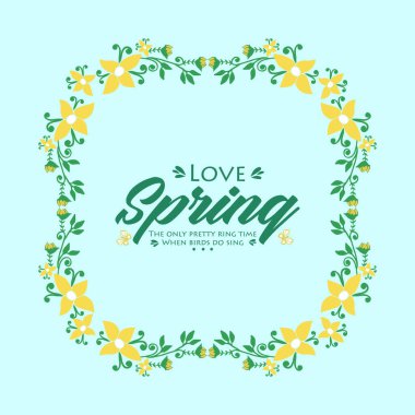 Decorative frame with seamless leaves and flower, for love spring invitation card design. Vector