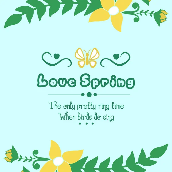Unique shape of leaf and floral frame, for love spring card design. Vector — ストックベクタ