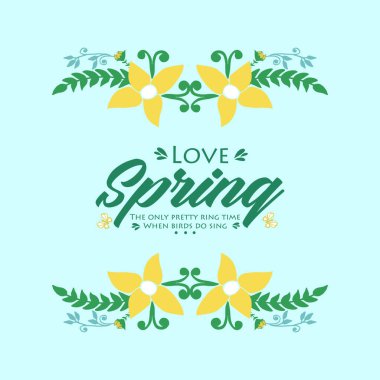 Unique shape of leaf and floral frame, for love spring card design. Vector
