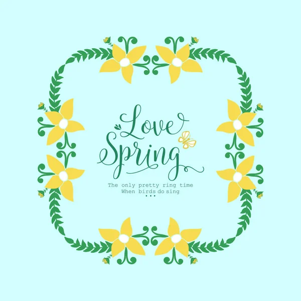 Unique shape of leaf and floral frame, for love spring card design. Vector — Stock Vector