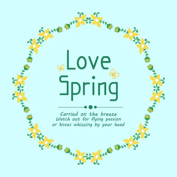 Wallpaper design for love spring card, with elegant leaf and floral frame decoration. Vector — 스톡 벡터