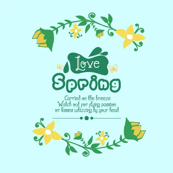 Decoratve of leaf and floral frame, for love spring greeting card template design. Vector — Stock Vector