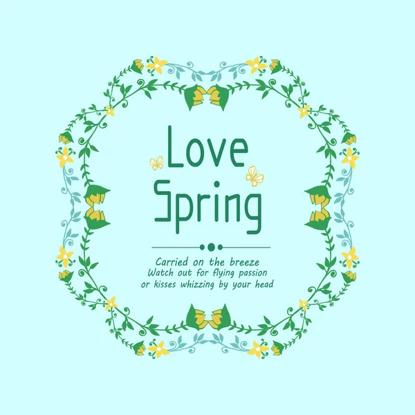 Unique decoration of leaf and floral frame, for love spring greeting card template design. Vector — Stock Vector