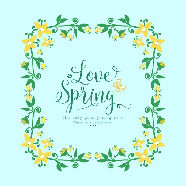 Crowd of beautiful leaf and flower frame, for love spring invitation card concept. Vector — Stock Vector