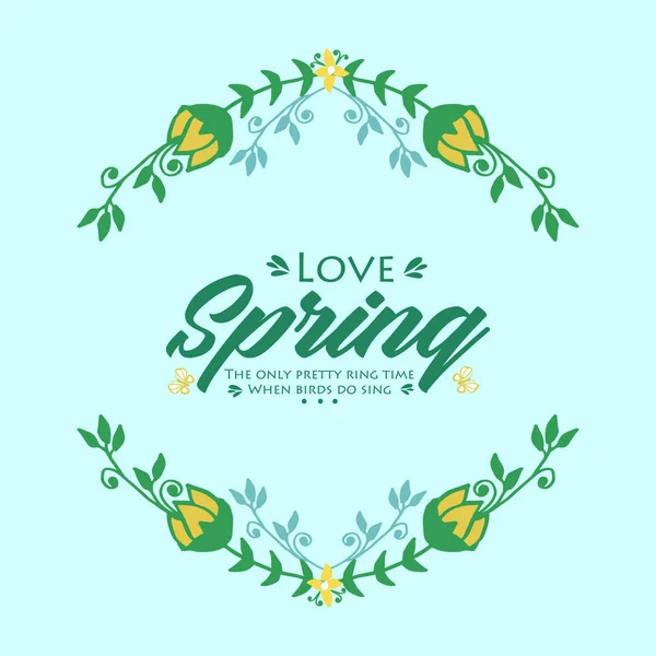 Foule de belle feuille et cadre de fleur, pour l'amour printemps invitation concept de carte. Vecteur — Image vectorielle