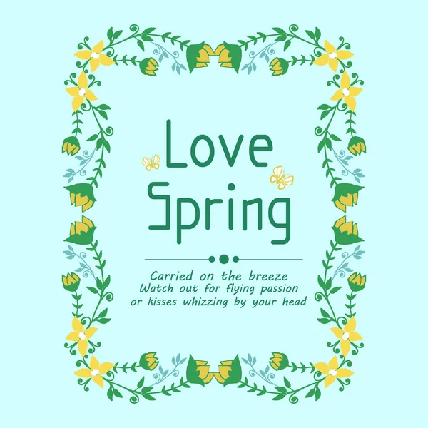 Simple pattern of leaf and flower frame, for antique love spring greeting card wallpaper decor. Vector — Stock Vector
