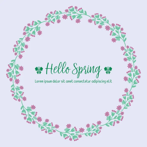 Vintage Pattern of leaf and wreath frame, for happy spring greeting card design. Vector — Stock Vector