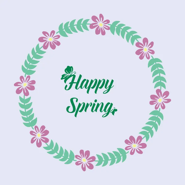 Ornate Pattern of leaf and pink flower frame, for happy spring greeting card wallpaper design. Vector — 스톡 벡터