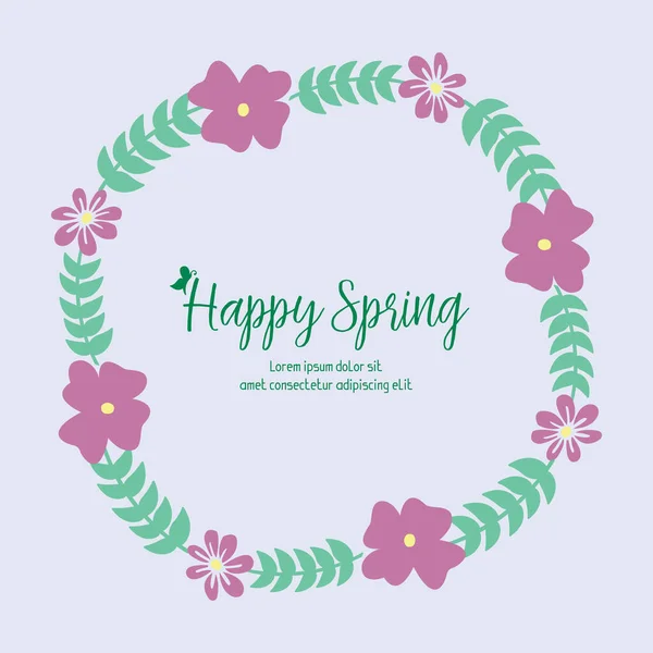 Patrón adornado de hoja y marco de flores de color rosa, para el diseño feliz de la tarjeta de felicitación de primavera wallpaper. Vector — Vector de stock