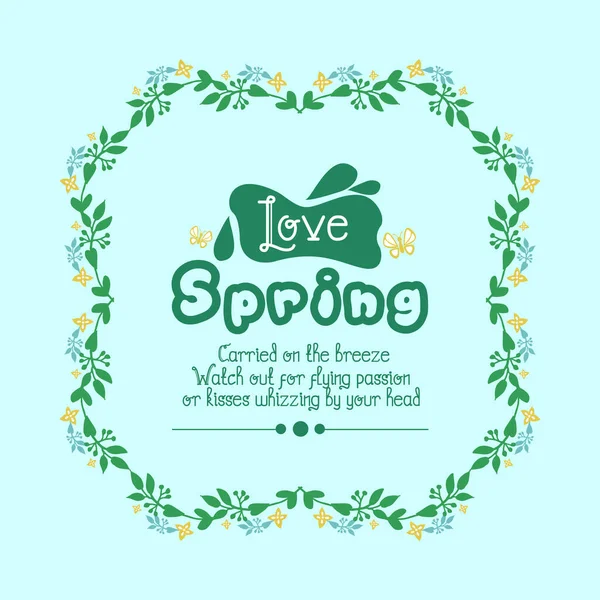 Elegante diseño de tarjetas de invitación para Love Spring, con marco de hojas y flores. Vector — Vector de stock