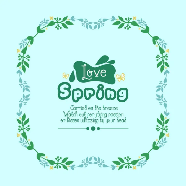 Μοναδική διακόσμηση από φύλλα και φλοράλ πλαίσιο, για κομψό σχεδιασμό καρτών spring αγάπης. Διάνυσμα — Διανυσματικό Αρχείο