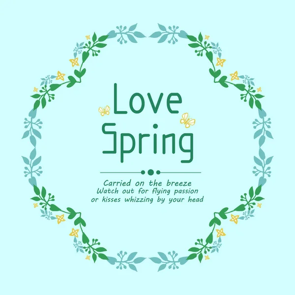 Carino forma di foglia e cornice floreale, per amore disegno della carta primavera. Vettore — Vettoriale Stock