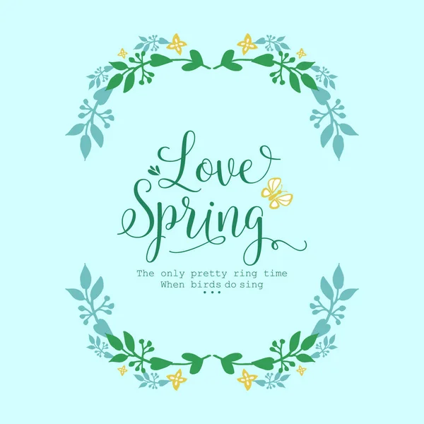 Cute shape of leaf and floral frame, for love spring card design. Vector — Stock Vector