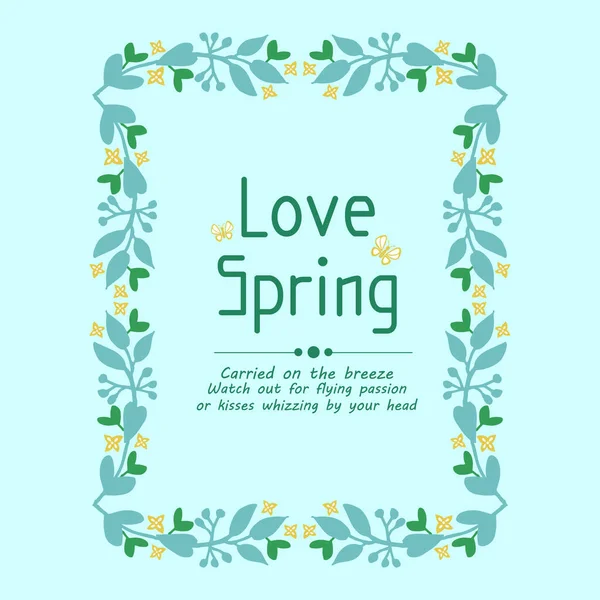 Diseño de hoja y marco floral, para el amor primavera tarjeta de felicitación plantilla de diseño. Vector — Vector de stock