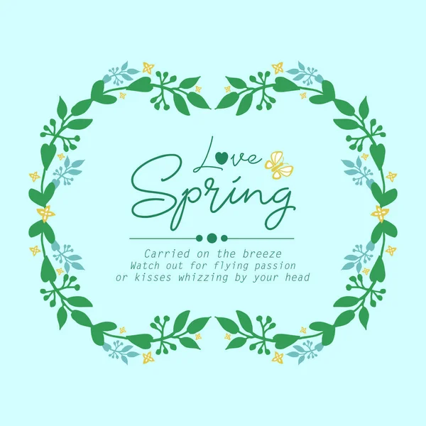 Uniek patroon van blad en bloem frame, voor schattige liefde lente wenskaart behang decor. Vector — Stockvector