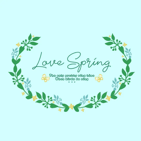 Unique pattern of leaf and flower frame, for cute love spring greeting card wallpaper decor. Vector — Stock Vector