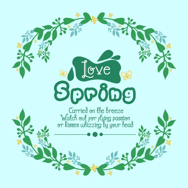 Unique pattern of leaf and flower frame, for cute love spring greeting card wallpaper decor. Vector — ストックベクタ
