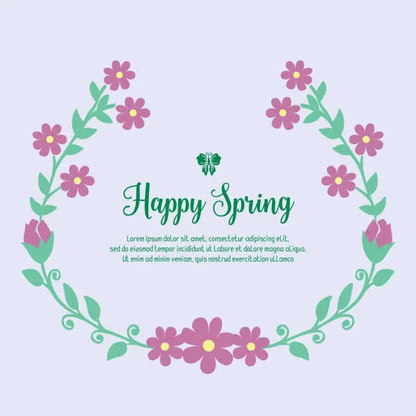 Simple Shape of happy spring invitation card, with elegant leaf and flower frame. Vector — 图库矢量图片