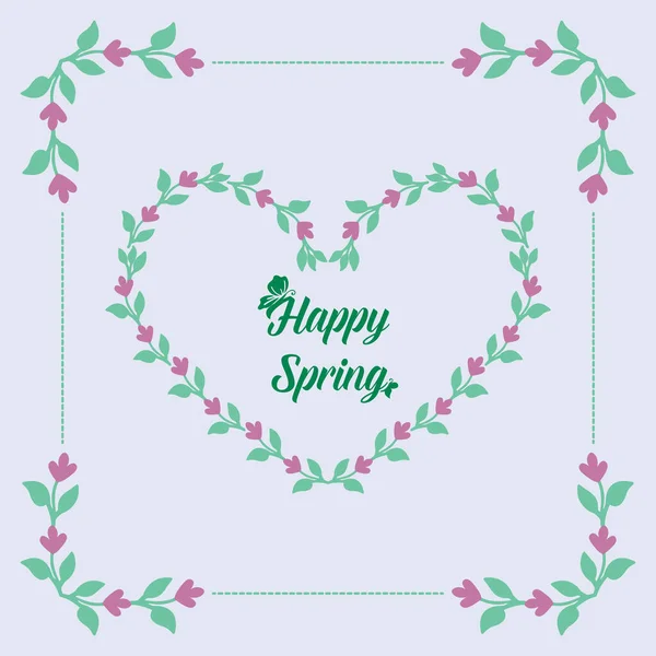 Forma simple de la tarjeta de invitación de primavera feliz, con elegante hoja y marco de flores. Vector — Archivo Imágenes Vectoriales