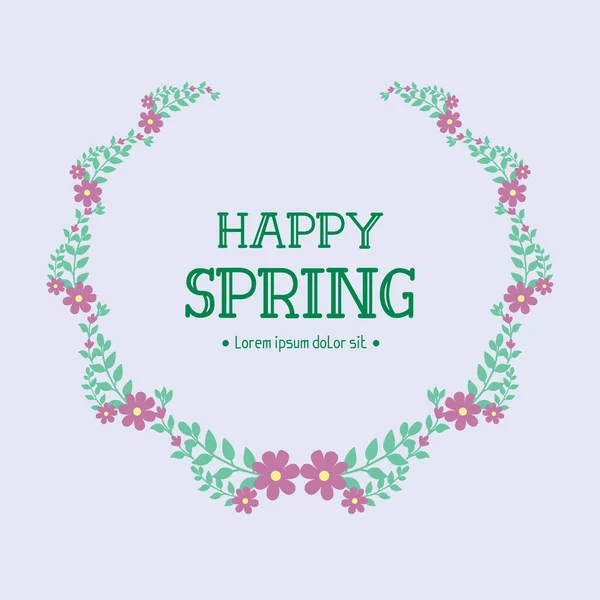 The beauty decoration of leaf and floral frame, for beautiful happy spring greeting card design. Vector — 스톡 벡터