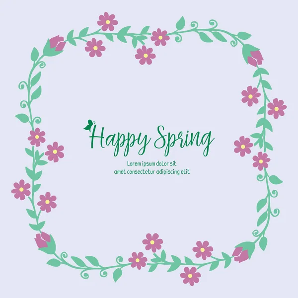La decoración de belleza de la hoja y el marco floral, para un hermoso diseño de tarjetas de felicitación de primavera feliz. Vector — Vector de stock