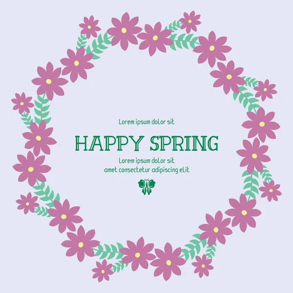 Unique Pattern of leaf and wreath frame, for happy spring greeting card design. Vector — Stock Vector