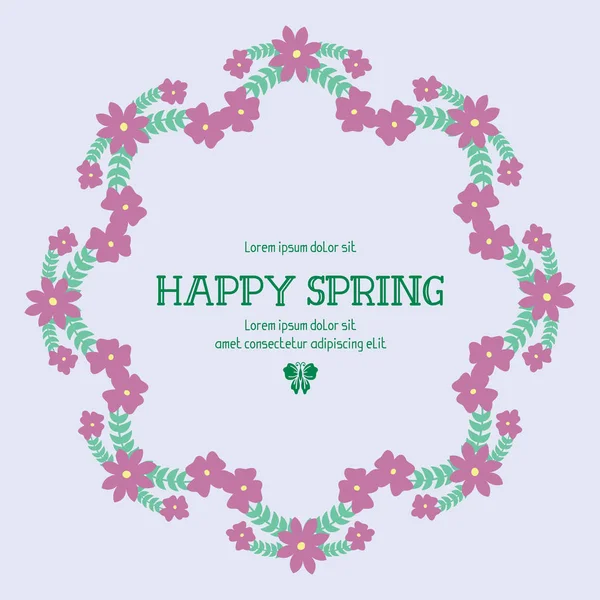 Beautiful Pattern of leaf and floral frame, with grey background, for happy spring poster design. Vector — 스톡 벡터