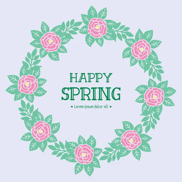 Leaf and flower Ornate frame, for happy spring poster design. Vector — 스톡 벡터