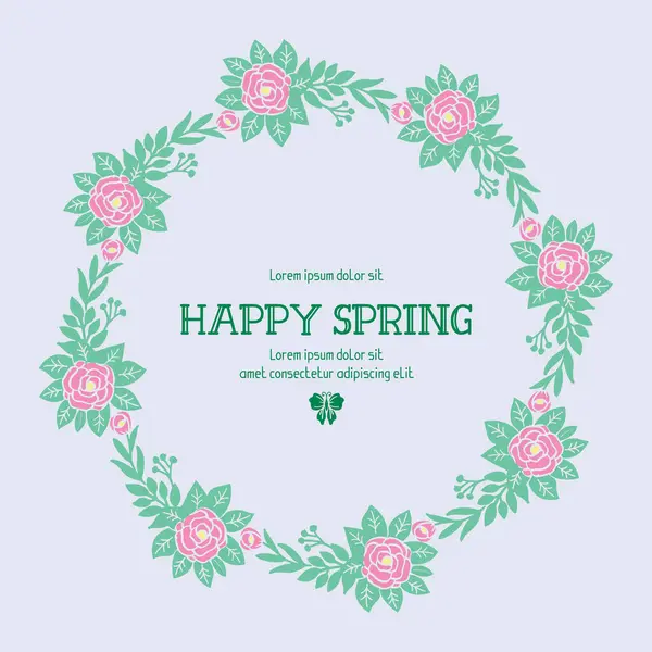 Leaf and flower Ornate frame, for happy spring poster design. Vector — 스톡 벡터