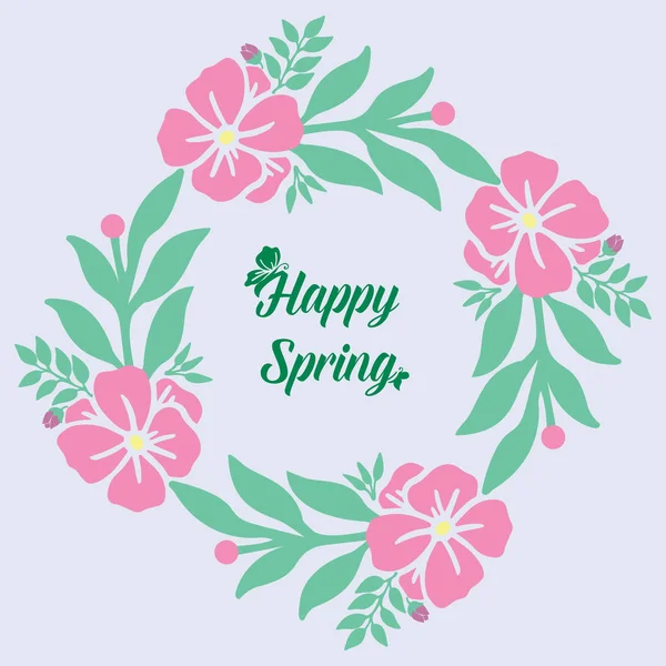 Modern ornate of leaf and wreath frame, for happy spring greeting card design. Vector — 图库矢量图片