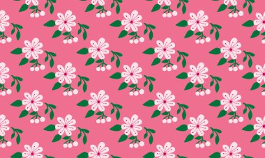 Vintage shape of leaf and floral for spring, with leaf and flower pattern background.