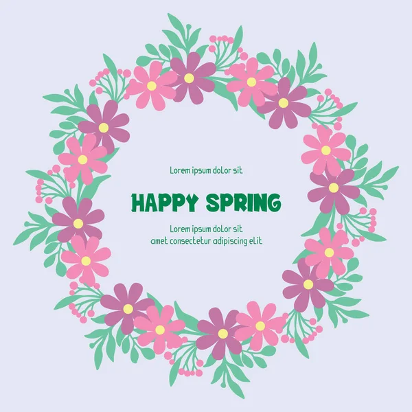Hermoso marco con decoración sin costuras de hojas y flores, para un diseño feliz de póster de primavera. Vector — Archivo Imágenes Vectoriales