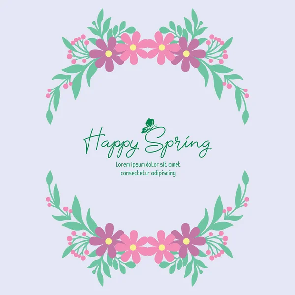 Beautiful frame with leaf and flower seamless decoration, for happy spring poster design. Vector — Stock Vector