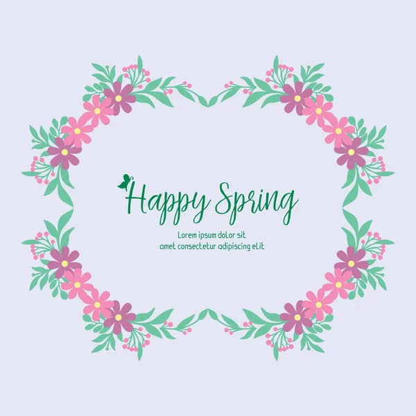 Beautiful frame with leaf and flower seamless decoration, for happy spring poster design. Vector — Stock Vector