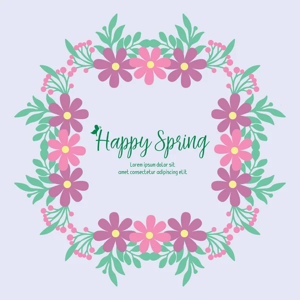 Vintage shape of leaf and pink flower frame, for happy spring greeting card wallpaper design. Vector — 图库矢量图片