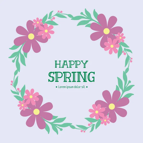 Beautiful shape pattern of leaf and flower frame, for happy spring greeting card design. Vector — 图库矢量图片