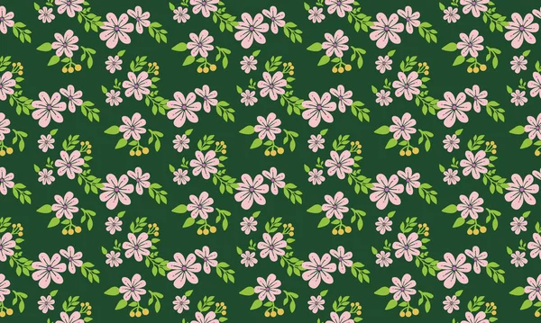 Beau modèle pour le printemps, avec fond élégant de feuille et de motif de fleurs . — Image vectorielle