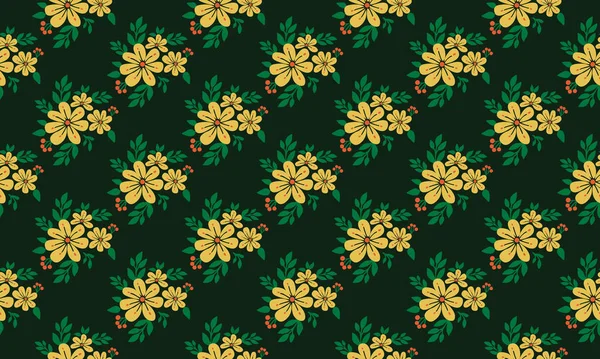 Hermosa plantilla para la primavera, con hoja elegante y fondo de patrón de flores . — Vector de stock