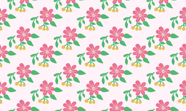 Simple wallpaper for spring, with seamless leaf and flower pattern background design. — 图库矢量图片
