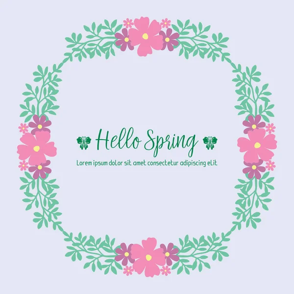 Elegant decoration of leaf and floral frame, for beautiful happy spring greeting card design. Vector — 스톡 벡터