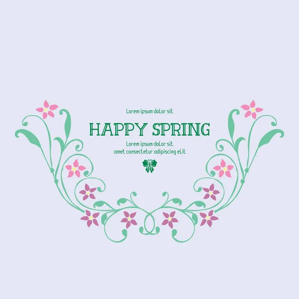 Modern Shape of happy spring invitation card, with cute leaf and flower frame. Vector — Stock Vector