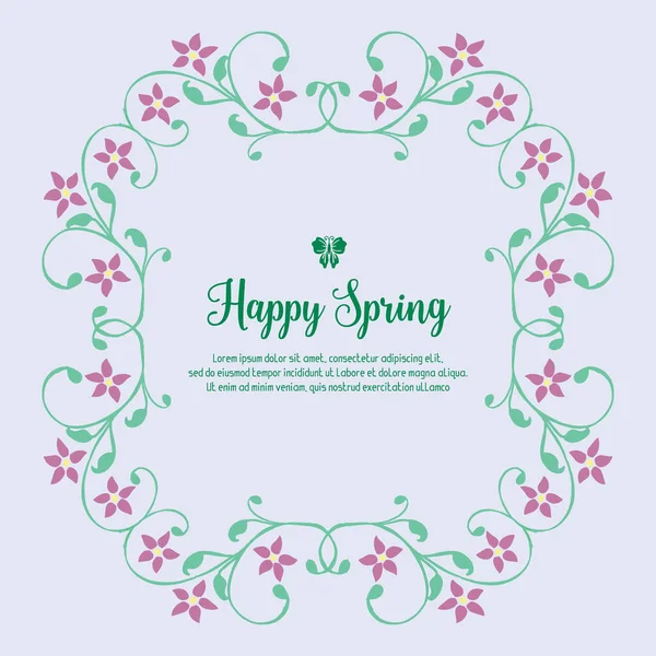 Wallpaper for happy spring greeting card design, with beautiful concept of leaf and floral frame. Vector — Stock Vector