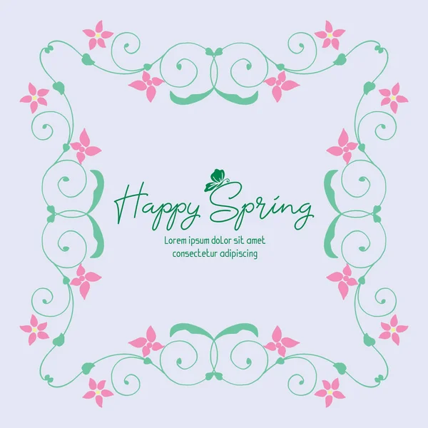 Seamless pattern of leaf and flower frame, for happy spring invitation card design. Vector — Stock Vector