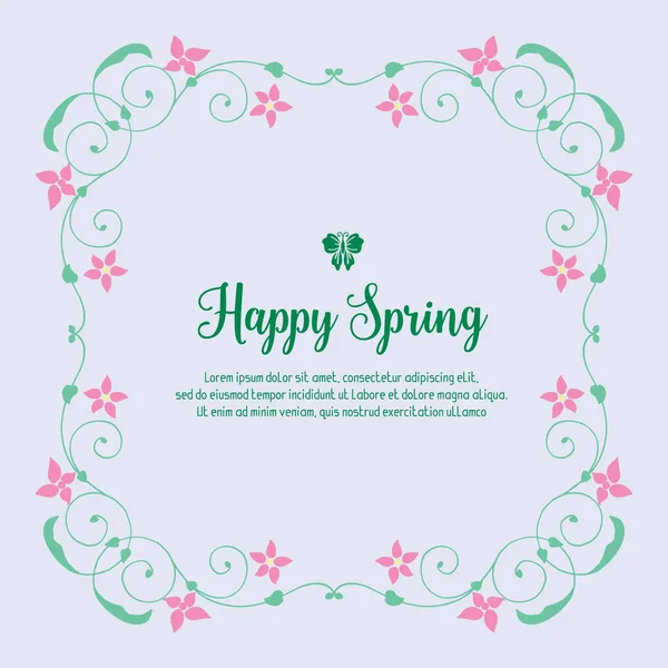Nahtloses Muster aus Blatt und Blumenrahmen, für ein fröhliches Frühlingseinladungskartendesign. Vektor — Stockvektor