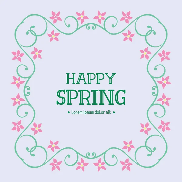 Hermoso marco con elegante decoración de hojas y flores, para un feliz diseño de póster de primavera. Vector — Archivo Imágenes Vectoriales
