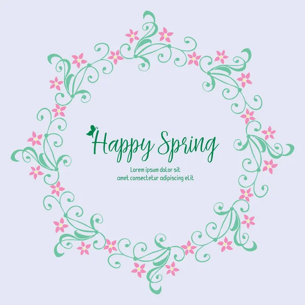 Antique shape of leaf and pink flower frame, for happy spring greeting card wallpaper design. Vector — Stock Vector