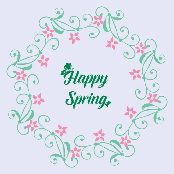 Diseño de fondos de pantalla de tarjeta de invitación para la primavera feliz, con hoja sin costuras y marco de flores. Vector — Archivo Imágenes Vectoriales