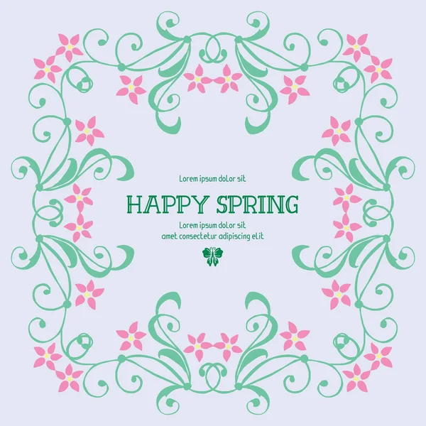 Дизайн шпалер запрошення на щасливу весну з безшовним листям і квітковою рамкою. Векторні — стоковий вектор